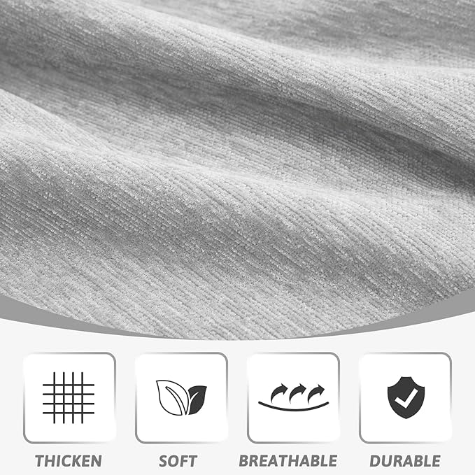 MEETSKY Sofa Covers Couch Covers for 3 Seats Cushion, Protector Sofa Throw Cover for Couches Washable Soft Chenille Blend Modern Decorative for Living Room, 91" x 134", Light Gray