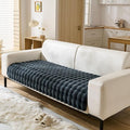 Faux Fur Couch Cover Fuzzy Soft Plush Thick Bubble Sofa Cover Luxury Sectional Couch Covers Luxury Anti-Slip Sofa Slipcover Washable Furniture Protector (Dark Grey,28"x59")