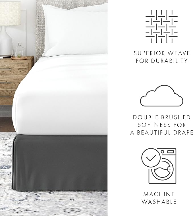 Linen Market Bed Skirt - Ultra Soft Microfiber - Easy Fit with 14 Inch Tailored Drop - Hotel Quality, Shrinkage & Fade Resistant - Bed Cover - Twin Bed Skirts - Bedroom Décor - (Twin, Gray)