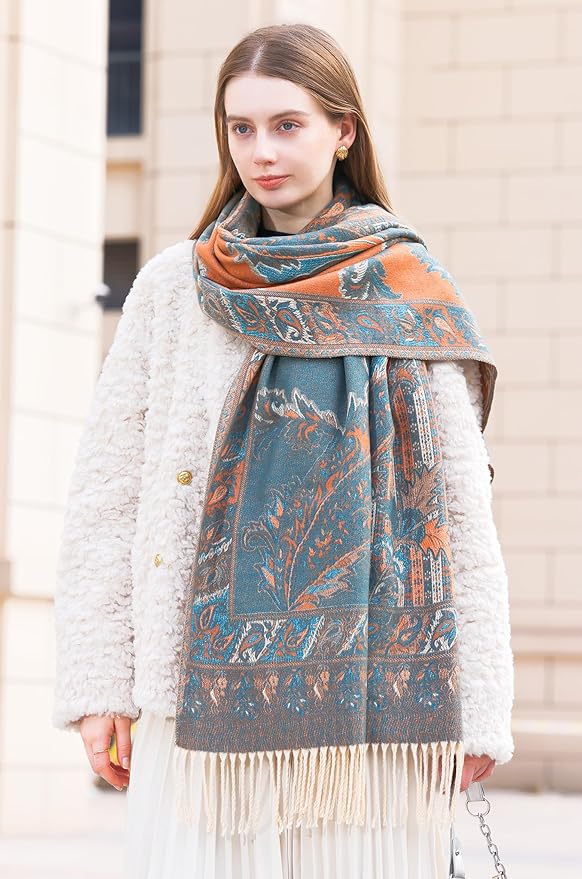 Wander Agio Warm Fashion Scarf Long Shawl Large Blanket Winter Wraps Scarves for Women Cashmere Jacquard Vintage Paisley