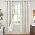 Linen Blackout Curtains for Living Room - Plaid Patterned Curtains 72 Inch Long, Boho Black Out Thermal Insulated Drapes for Bedroom Grommet Style 52x72 Inch 2 Panels, Dark Green