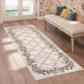 GarveeHome 2x6 Washable Floral Runner Rugs for Hallway: Modern Floral Non Slip Large Runner Rugs for Kitchen, Large Machine Washable Hallways Low Pile Carpet with Non-Slip Backing Beige 2 ft x6 ft.
