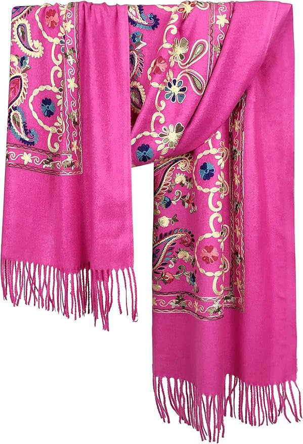 Urban CoCo Women's Embroidered Tassel Long Shawl Oversize Scarf Wraps for Women