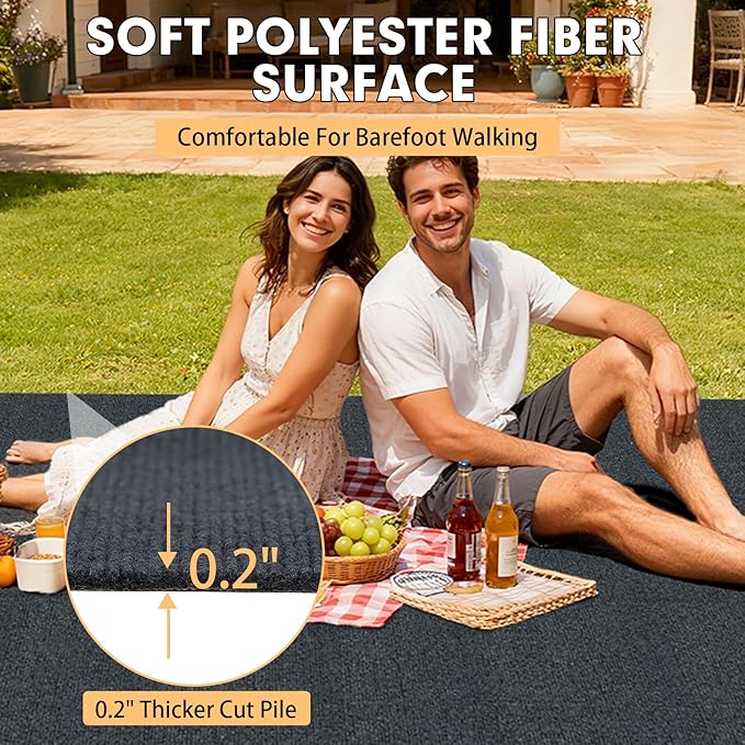 Marine Carpet,5 FT x 25 FT Dark Gray Indoor Outdoor Carpet 0.2" Thick Boat Carpet with Water-Proof TPE Backing, Non-Slide Outdoor Marine Carpet Roll for Home, Patio, Porch, Deck