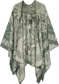 Women's Vintage Pattern Open Front Poncho Cape Shawl Winter Shawl Wraps