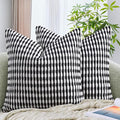 AmHoo Set of 2 Boho Chenille Pillow Cover Decorative Tufted Pillowcase for Couch Bed Sofa Bedroom Living Room Modern 18 x 18-Inch Black