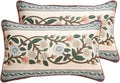 ISAENNE Design Lumbar Retro Elegant Linen Throw Pillow Covers 12"x20" Pack of 2, Blue Gray Floral Vine Pattern Cushion Covers Decor Rectangle Pillowcases for Bed,Living Room,Outdoor,Car
