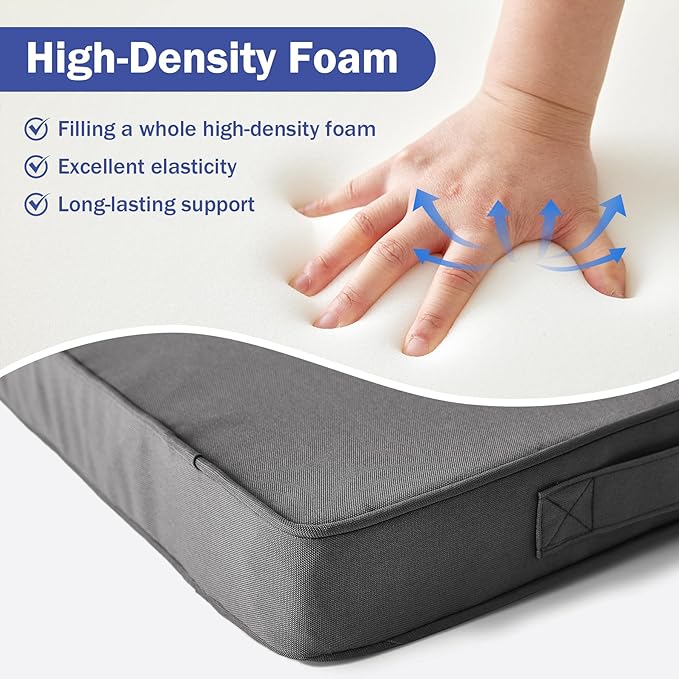 Outdoor Chair Cushions, Waterproof Patio Chair Cushions 24x24x4 Inch, Outdoor Cushions with Removable Cover for Sofa, Fade Resistant Patio Cushions for Outdoor Furniture, Dark Grey