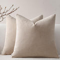 a moment Pack of 2 Decorative Chenille Throw Pillow Covers with Twill Cushion Covers for Sofa Living Room Couch Bed 22x22 Inch Beige