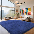 Blue Fluffy Rug Shaggy Area Rug, 8x10 Area Rugs for Girls Bedroom, Big Soft Shaggy Bedside Non-Slip Plush Dorm Nursery Kids Carpet Home Decor Aesthetic