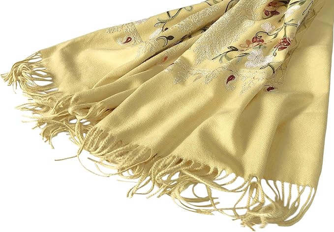 Urban CoCo Women's Embroidered Tassel Long Shawl Oversize Scarf Wraps for Women