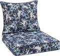 Favoyard Outdoor Seat Cushion 19 x 19 x 3 in Waterproof Pattern Fade Resistant Cover Removable Patio Furniture Cushions Deep Seat & Back Cushion Set with Adjustable Straps for Patio Chair Sofa Couch