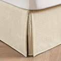 MIYE Pleated Waffle Weave Bed Skirt, Tailored Dust Ruffle 12 Inch Drop Easy Fit, Machine Washable,No Split Corners(Light Beige, Cal King - 12" Drop)