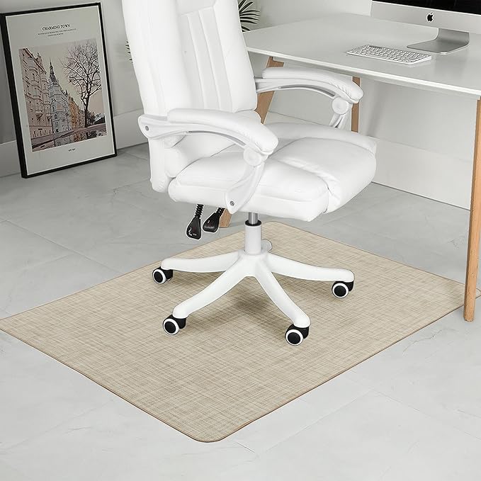 Chair Mat for Hardwood Floor, 36" x 48" Heavy Duty Office Chair Mat for Rolling Chairs, Anti Slip, Non-Curve, Floor Protector for Home Office, Beige