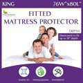 King Size Waterproof Mattress Protector - Fitted Sheet Style - Hypoallergenic Premium Quality Cover Protects Against Dust, Allergens