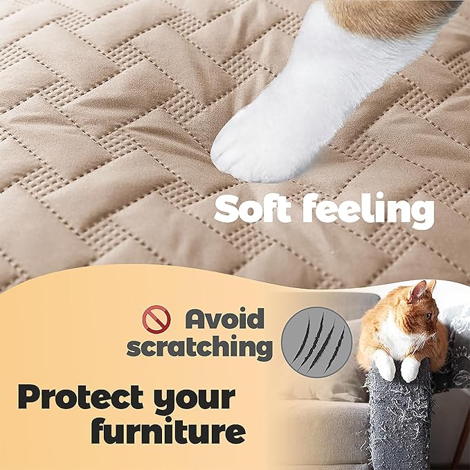gogobunny 100% Double Sided Waterproof Dog Blanket Soft Pet Bed Cover Reversible Protect Furniture Couch Sofa Car for Puppy Cat Kids (Dark Beige/Light Beige, 82x102 Inch (Pack of 1))