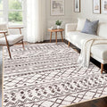 KUTA 5x7 Area Rugs Boho Brown Cream Washable Rug Non-Slip, Ultra Soft Geometric Print Distressed Traditional Moroccan Farmhouse Carpet for Living Room Dining Room Bedroom Dorm Office Home Decor