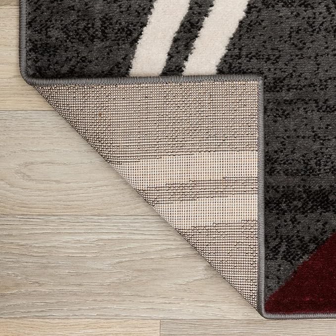 Rugshop Modern Wavy Circles Design Non-Shedding Runner Rug, Carpet for Hallway or Kitchen, Red, 2'7" x 8'