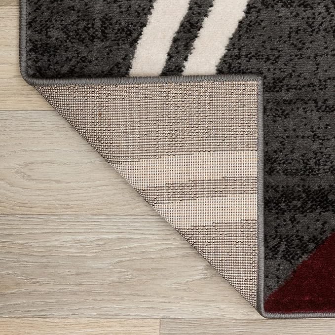 Rugshop Modern Wavy Circles Design Non-Shedding Runner Rug, Carpet for Hallway or Bathroom, Red, 2'7" x 6'