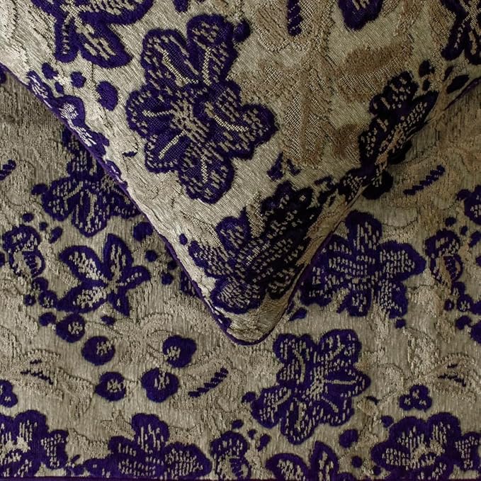 The HomeCentric King/Queen/Twin Purple Designer CA King 86"x18" Bed Runner Without Pillow Cover, Floral, Velvet Bed Scarf on Velvet Fabric - Plum Petal
