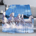 Prancing White Horses Throw Blanket for Couch, Super Soft Fuzzy Throws Warm Comfortable Plush Fleece Blanket, Fashion Decorative Flannel Fleece Blanket for All Season(50 x 60 in, White Horses)