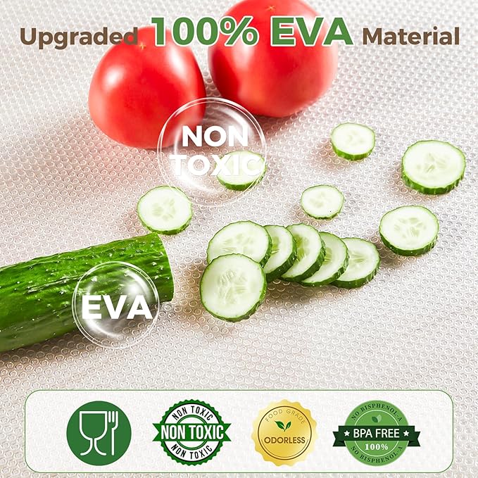 100% EVA Shelf Liner for Kitchen Cabinet, 12" x 360" Drawer Liners Non Adhesive Non Slip Waterproof Plastic Paper, Dresser Pantry Bathroom Refrigerator Protector, Clear