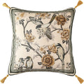 ISAENNE Design Linen Chinoiserie Square Throw Pillow Covers 18"x18", Farmhouse Cushion Covers with Yellow Floral Birds Pattern Decoration Pillowcases for Bed,Living Room,Outdoor,Car