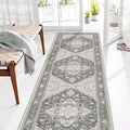 OPPODREAM Thin Entryway Rug 2x8, 2x8 Rug Runner, Washable Hallways Carpet 2 x 8 with Non Slip Backing, Low-Pile Bedside Carpet 2 x 8, Long, Faux Cashmere, Greenish Grey