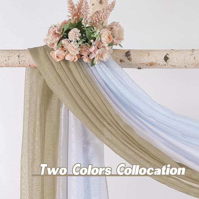 DONREN Taupe Window Scarf for Background - Luxury Soft Sheer Scarf Add to Window Curtains for Enhanced Effect (34 by 216 Inch,1 Pack)