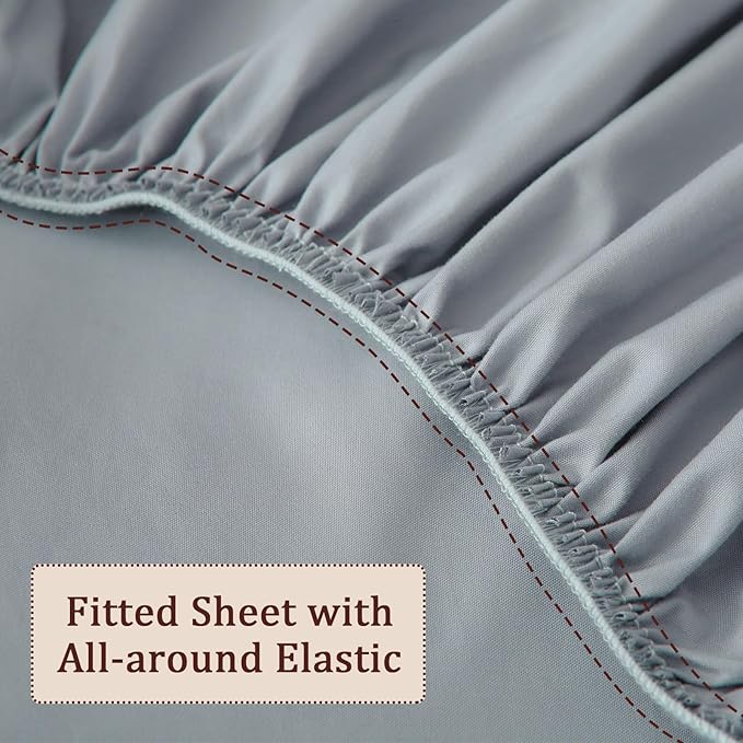 Twin Fitted Sheet for Air Mattress, with 18-24 Inch Extra Deep Pocket, Soft Breathable Air Bed Mattress Sheet Cover for Inflatable Bed, Grey