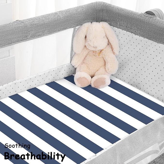 Yoofoss Bassinet Sheets for Baby,3-Pack Fitted Bassinet Sheets Set Compatible with Halo Bassinest Swivel Sleeper,Baby Delight,Angelbliss,Soft Breathable Bassinet Mattress Sheets(Stripes + Panda)