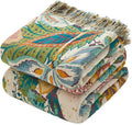 MSGKV Boho Throw Blanket for Couch 100% Cotton Floral Blanket 50"x60" Sofa Bed Chair Blanket All Seasons Farmhouse Muslin Breathable Lightweight Blankets Home Decor