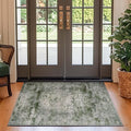 jinchan Green Floral 3x5 Area Rugs for Entryway - Machine Washable Vintage Distressed Design Low-Pile Soft Non-Shedding Christmas Carpet for Kitchen Bedside Laundry Living Room (3x5ft, Forest Green)