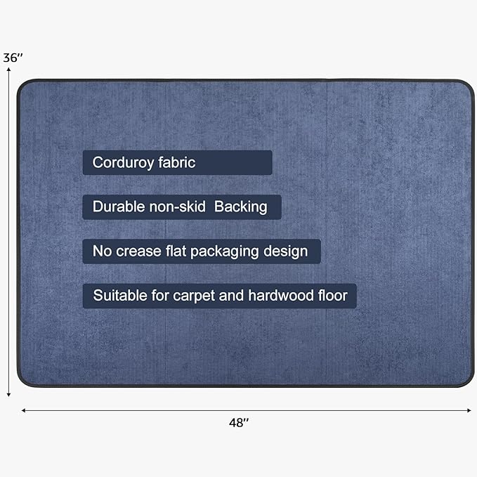 Corduroy Heavy Duty Office Chair Mat for Carpet & Hardwood Floors, Desk Chair Mat for Carpeted Floors and Hardwood Floor for Home Office