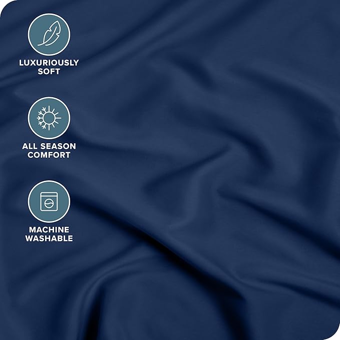 Bare Home Fitted Bottom Sheet Split Head Flex King Size - Premium 1800 Microfiber - Ultra-Soft Hotel Luxury - Deep Pocket - Durable and Long Lasting (Split Head Flex King, Dark Blue)