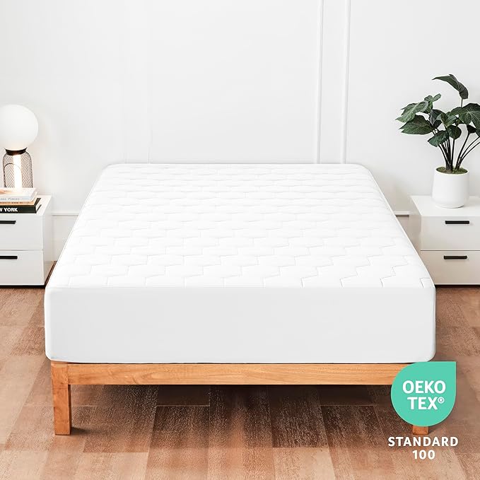 Hearth & Harbor 12 Pack Full Size Quilted Fitted Mattress Pad Cover, 100% Waterproof Mattress Protectors, Deep Pocket Fitted Mattress Cover 8" - 21" (54" x 75", White)