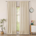 Simplebrand Natural Faux Linen Textured Semi Sheer Curtains 108 Inches Long 2 Panels for Living Room, Privacy Extra Long Light Filtering Farmhouse Thick Window Drapes for Large Window, 50 x 108 Inch