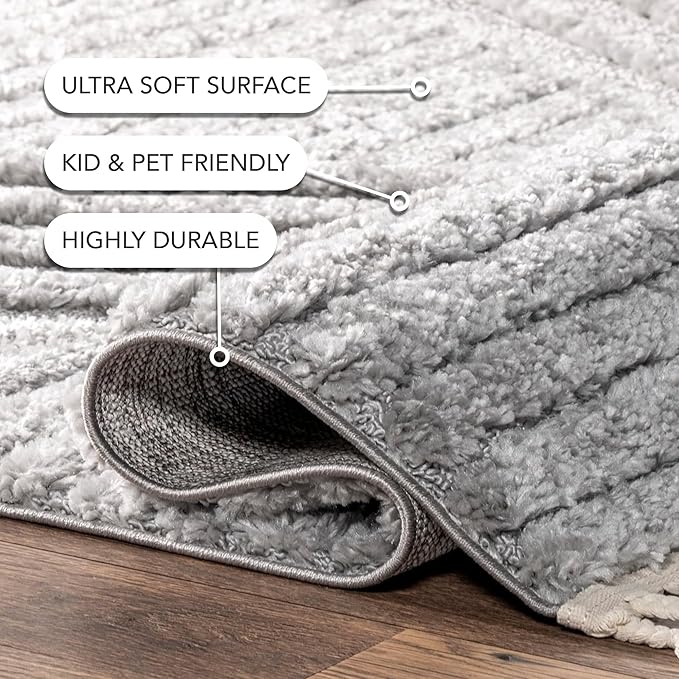 nuLOOM Risette Light Grey, 10' x 14', Geometric, Soft and Textured, High Traffic, Stain Resistant, Easy Clean, Durable Area Rug for Bedroom, Living Room, Dining Space, Den, Foyer, Entryway