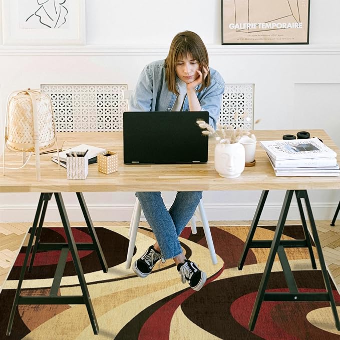 Office Chair Mat for Hardwood Floor, 48"x36" Easy Glide Computer Desk Mat Protector for Rolling Chair Under Desk Rug Nonslip Backing, Machine Wash, (Modern)