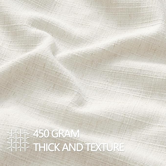 MIULEE Decorative Pillow Covers 22x22, 2 Pack Boho Farmhouse Neutral Throw Pillows for Couch, Thick Textured Modern Linen Cushion Cases Sofa Bed Living Room Home Decor, Cream White
