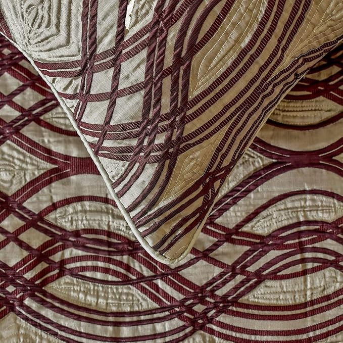 The HomeCentric King/Queen/Twin Brown Decorative Bed Runner Queen 74"x18" Bed Runner Without Pillow Cover, Quilted, Swirl Pattern Bed Scarf on Satin Fabric - Brown Swirls