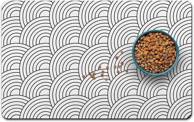Dog Food Mat for Floors, Absorbent and Quick-Drying Pet Cat Food Mat,Anti-Fouling and Easy-to-Clean Pet Feeding Mat,Dog Bowl Mats for Messy Drinking Water Bowls.12 x20inch Boho Style