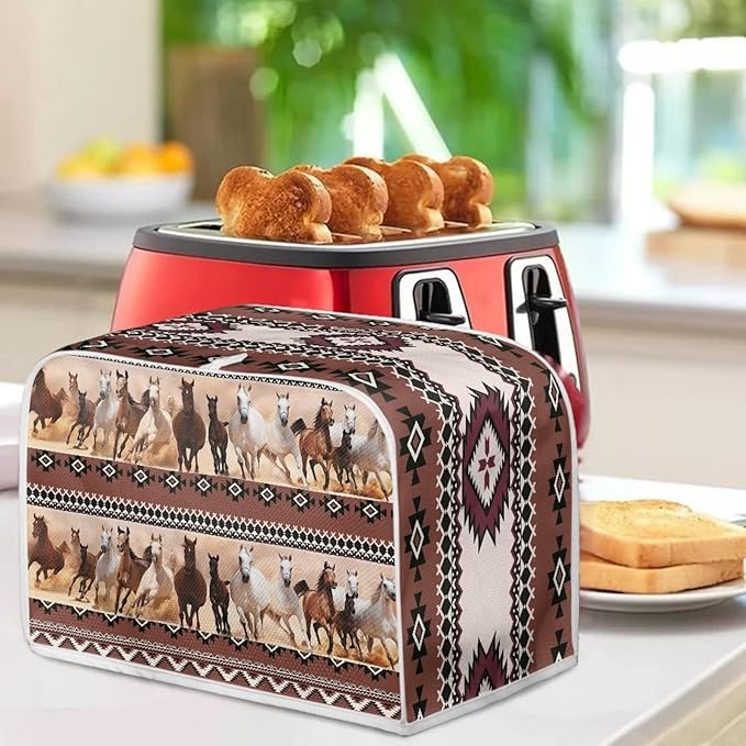 ZFRXIGN Boho Horse Toaster Cover 4 Slice Toaster Dust Cover Small Appliance Covers Toaster Oven Cover Dust Cover Kitchen Decorative Protector for Women Gifts Tribal Aztec