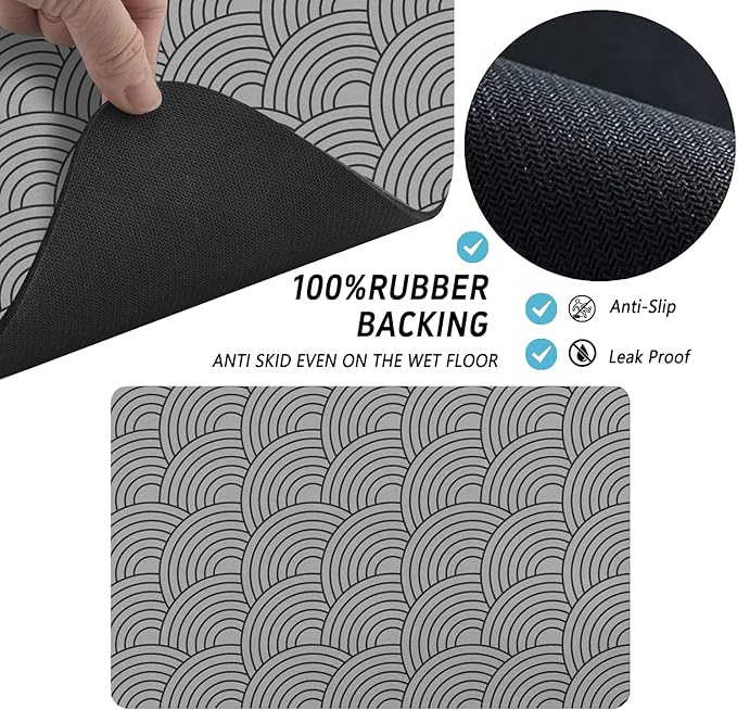 Dog Food Mat for Floors, Absorbent and Quick-Drying Pet Cat Food Mat,Anti-Fouling and Easy-to-Clean Pet Feeding Mat,Dog Bowl Mats for Messy Drinking Water Bowls.16 x24inch Boho Style