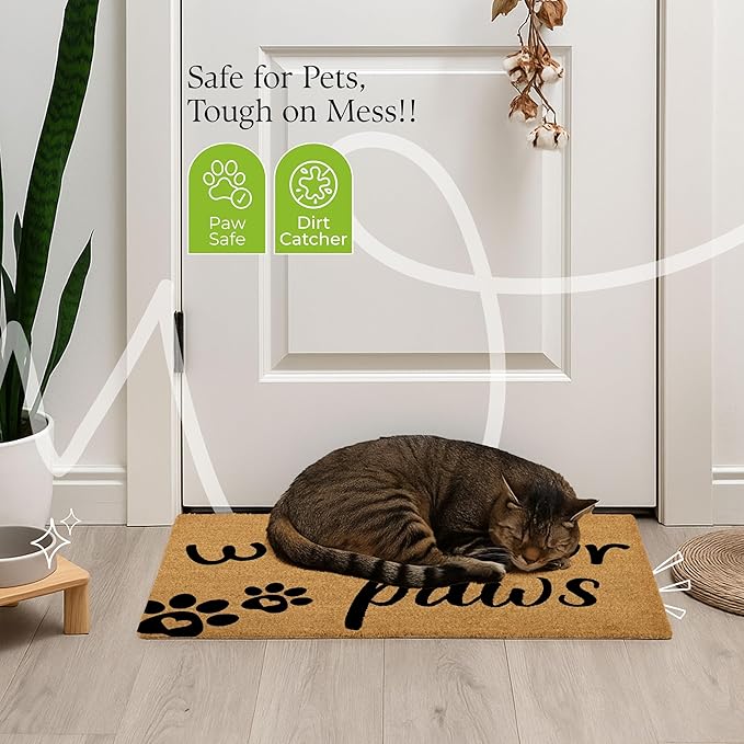 Coir Door Mats 17" X 30", Non-Slip Sturdy, PVC Backed Heavy Duty, Easy to Clean, Ideal for Door Entrance, Patio, Porch, Backyard, Garages, Wipe Your Paws