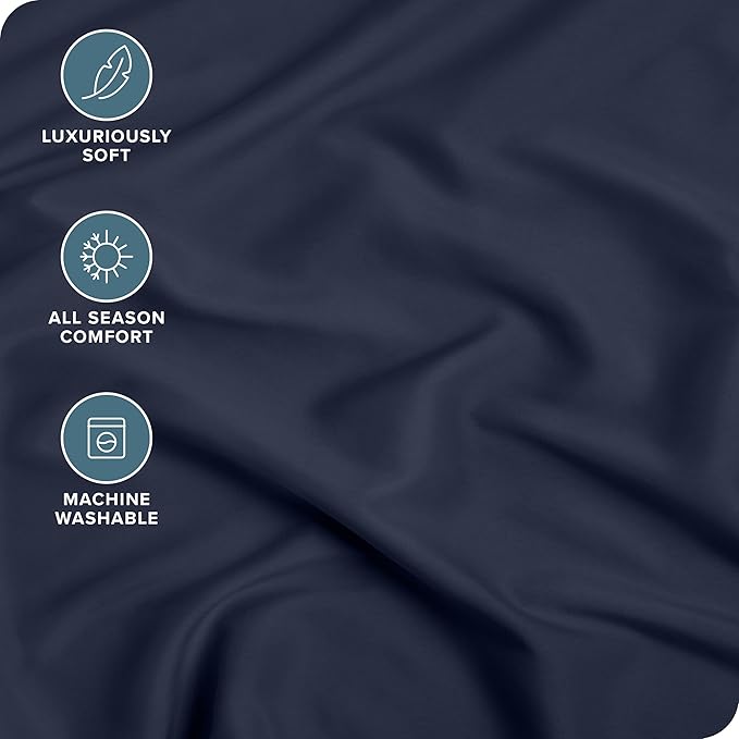 Bare Home Fitted Bottom Sheet Queen Size - Premium 1800 Microfiber - Ultra-Soft Hotel Luxury - Deep Pocket - Durable and Long Lasting - Fitted Sheet (Queen, Midnight Blue)