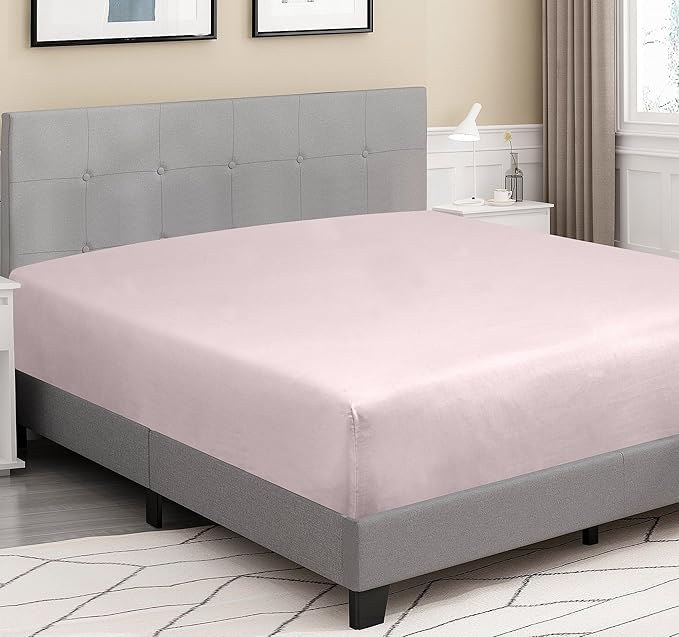 ROYALE LINENS 300 Thread Count 100% Long Staple Combed Cotton Fitted Sheet King - Super Soft Deep Pocket Bottom Sheet - Fitted Sheets Only - Elastic Sheets (King, Lavender)