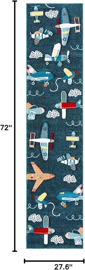 SAFAVIEH Carousel Kids Collection Runner Rug - 2'3" x 6', Navy & Ivory, Non-Shedding & Easy Care, Ideal for High Traffic Areas for Boys & Girls in Playroom, Nursery, Bedroom (CRK167N)