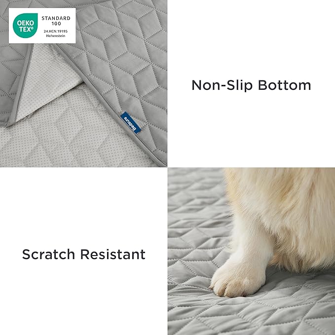 Bedsure 100% Waterproof Couch Cover for Dogs Washable - Non Slip Waterproof Dog Blanket for Couch Sofa, Lightweight Furniture Protector Durable for Pet Cat Puppy with Non-Slip Bottom, Grey, 30x70IN