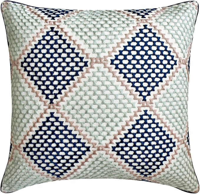 The HomeCentric King/Queen/Twin Blue Decorative Bed Runner Twin 53"x18" Bed Runner with One Pillow Cover, Embroidered Bed Scarf on Embroidered Fabric - Pointillism